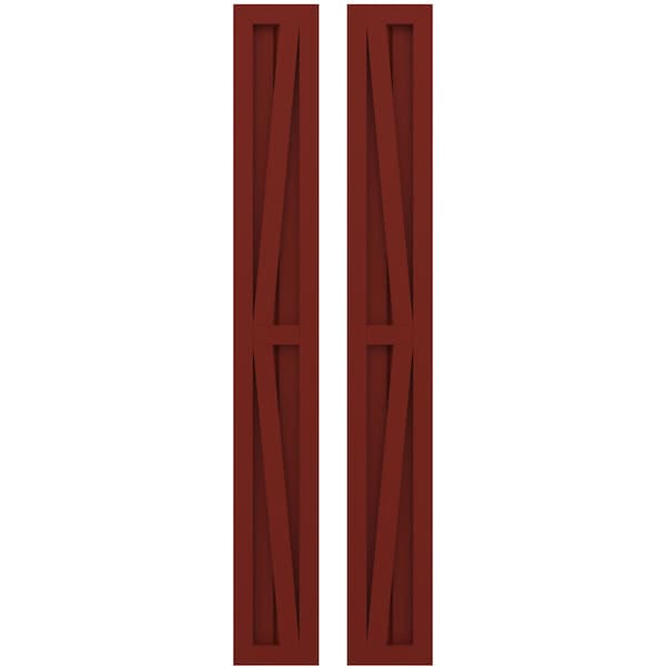 Ekena Millwork Americraft 2-Board Wood 2 Equal Panel Frmd Board-n-Batten Shutters w/Dbl Z-Bar, ARW102BF207X36MRH, PR ARW102BF207X36MRH - main